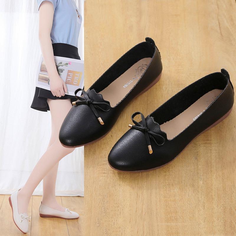 Spring and summer new casual retro literary and artistic style low-top round head mother middle-aged soft-soled single shoes