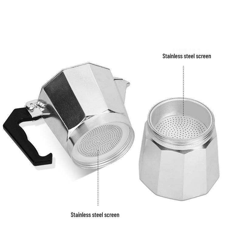 Aluminum Octagonal Mocha Pot with Copper Valve for Home or Office