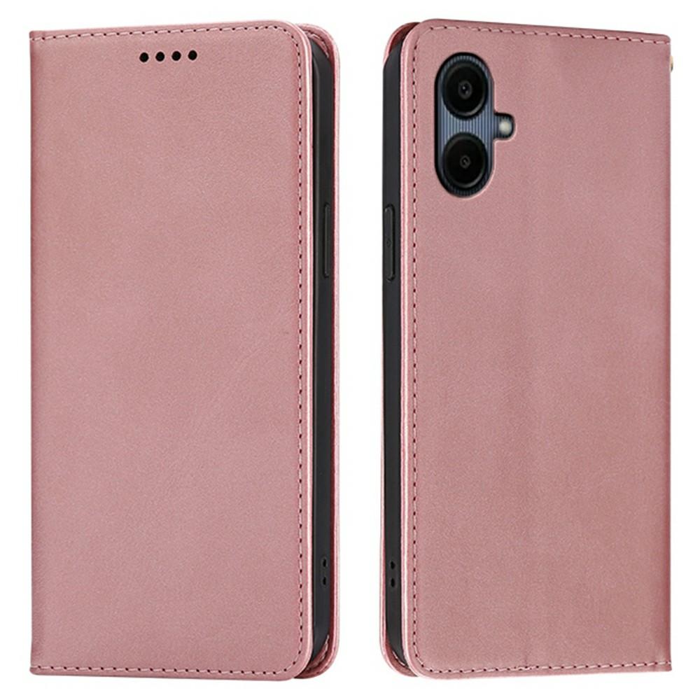 

For Samsung Galaxy A07 Case Wallet Calf Texture Leather Phone Cover with Hidden Magnetic Closure Rose Gold