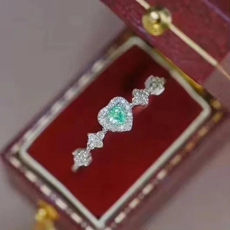 Huitan Love Heart Design Rings with Blue Cubic Zirconia Dainty Sweet Romantic Accessories Chic Delicate Wedding Band Zircon