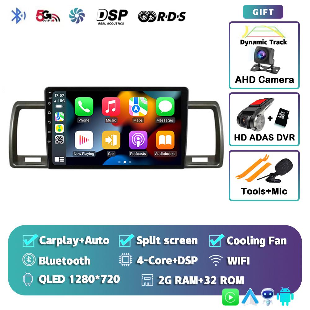 Android 14 Carplay Auto For Toyota Hiace 2004-2019 Car Radio Multimedia Video Player Head Unit GPS Navigation Stereo 2din 2 DIN