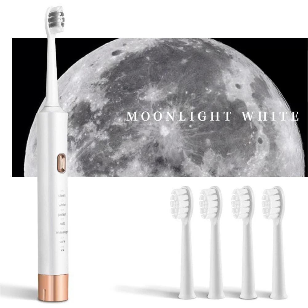 

Электрическая ультразвуковая зубная щетка для дома, мягкая щетина, USB-зарядка, водонепроницаемая, очиститель зубов для взрослых, автоматическая зубная щетка белый