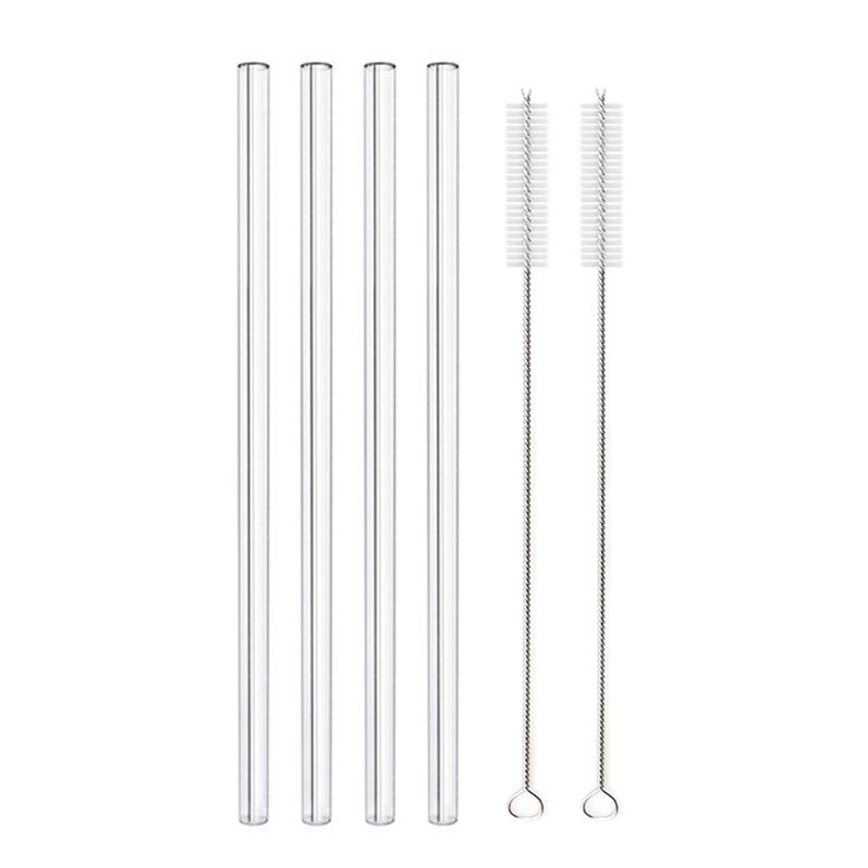 High Borosilicate Glass Straws Eco Friendly Reusable Drinking Straw for Smoothies Cocktails Bar Accessories Straws with Brushes