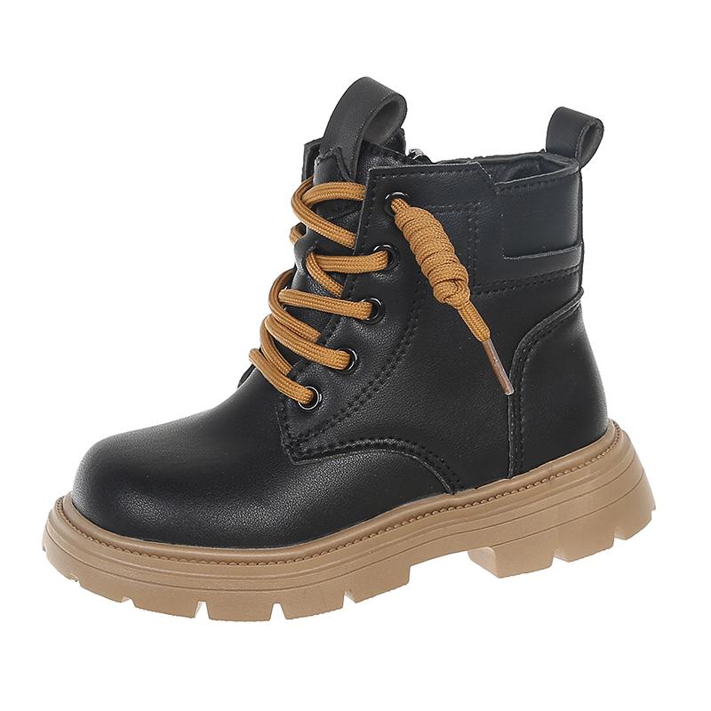 

Короткие кожаные ботинки для девочек с боковой молнией, нескользящие, детские, толстые, теплые, плюшевые, меховые, детские, модные, нескользящие, зимние, новые 26 хаки