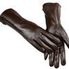 Leather Sheepskin Gloves Women's Mid-Length Stripes Plus Velvet Warm Autumn and Winter Windproof Free Shipping