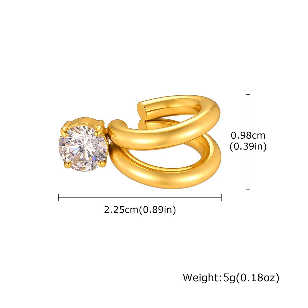 Xiaomi Vnox 18K Gold PVD Plated AAA Zircon Double Layer Clip Earring for Women Stainless Steel Shiny Crystals Earrings Party Jewelry