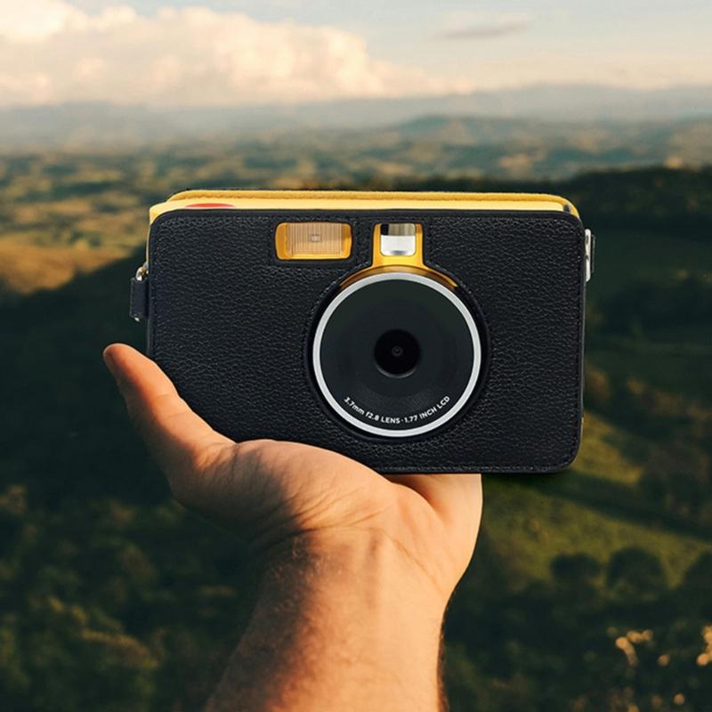 PU Leather Case Camera Bag with Shoulder for MS200 Solid Color Carrying Case Portable