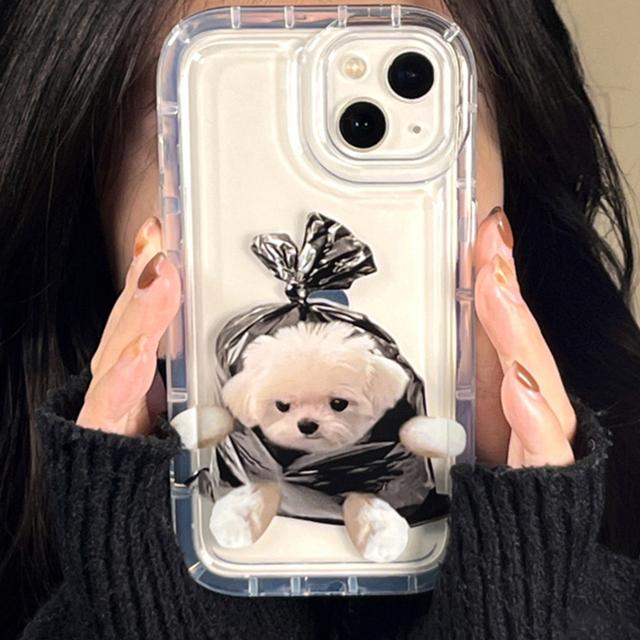 

Прозрачный мягкий чехол для телефона с милой собакой для Iphone 12 13 11 14 Pro Max 6 S 7 8 Plus Xr X Xs Se 2022 2020, прозрачный квадратный чехол с подушками безопасности For iPhone 14Pro Max