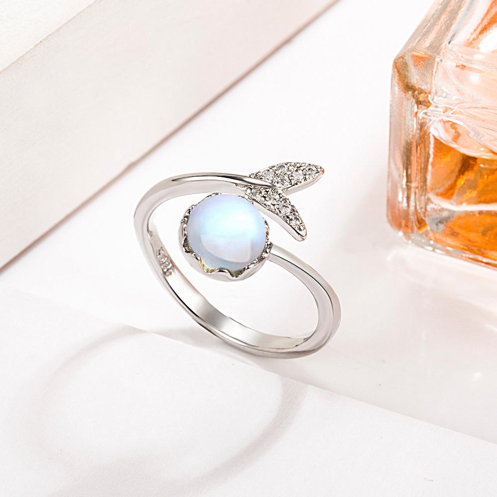 Ladies Adjustable Open Opal Mermaid Rings Jewelry