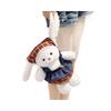 Sweet Sen Mi Dou Rabbit Plush Toy with Bib Apple Outfit Stuffed Bunny Doll for Kids Girls Gift Pink 20cm