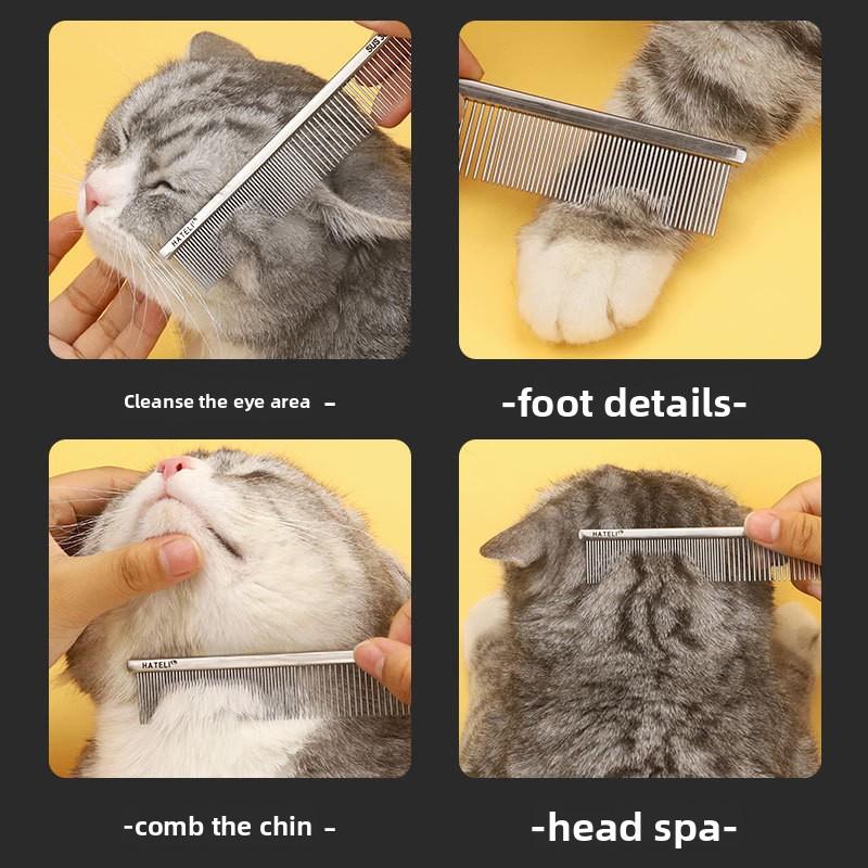 Pet Grooming Brush - Dog and Cat Brush - Cat Comb - Beauty Brush - Stainless Steel Mini Comb - Face Comb
