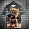 Fun Men's T-Shirt 3D Fitness Cat Print Short Sleeve T-Shirt Oversized Men's Clothing Summer Street Casual Top Fun Animal T-Shirt