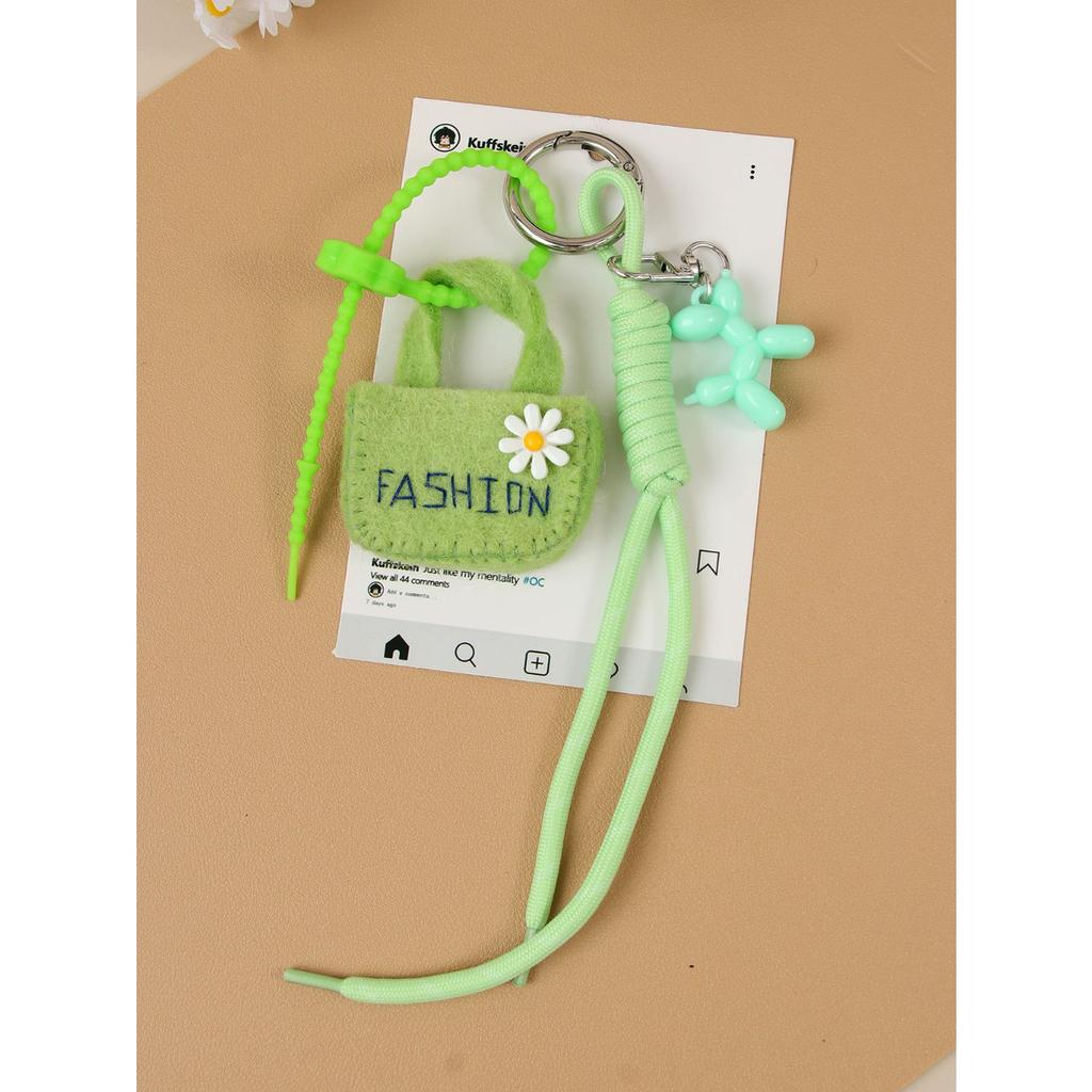 Ins wind wool felt mini bag cute balloon dog braided rope bag pendant versatile keychain car hanging