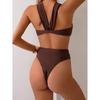 Swimsuit Women Sexy Halter Metal Water Droplet Push Up Pleate High Waist Bikini Set Bathing Suit Two Piece Swimwear