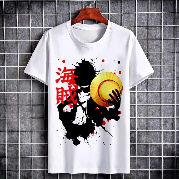 

Summer 2026 One Piece Munchie D Luffy Ink Hot Blood Style Theme 100 Cotton Printed Loose Tshirt for Unisex and Women S
