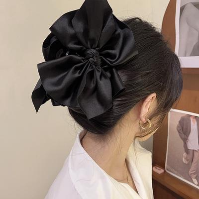 Große Stoff Satin Schleife Haarnadel Damenmode Vielseitiges Design Sinn Hai-Klammer Hinterkopf Scheibe Haaraccessoires
