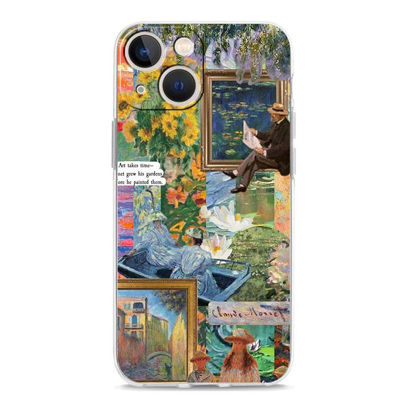 Phone Case For iPhone 15 14 13 12 Mini 11 Pro Max XS X XR 7 8 Plus Clear Shockproof Silicone TPU Cover Starry sky van gogh art