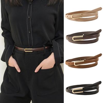 Imitation Leather Women Belt U-shaped Buckle Adjustable Waistband Solid Color Dress Shirt