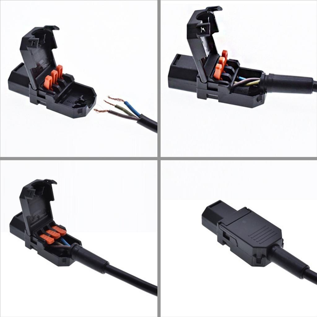 2Units 3Pin Inlines Power Plugs Adapters 10A 250V IEC320 C13 Female With Groundeds Terminals Connectors