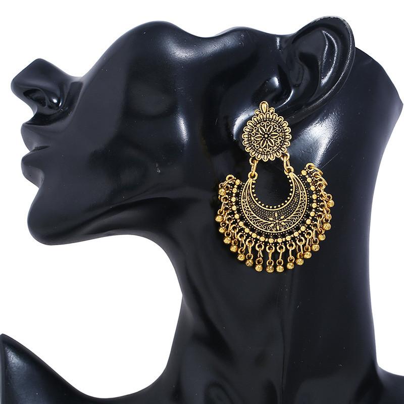 Geometric Dangle Alloy Earrings With Tassels For Women Bohemian Festival Style