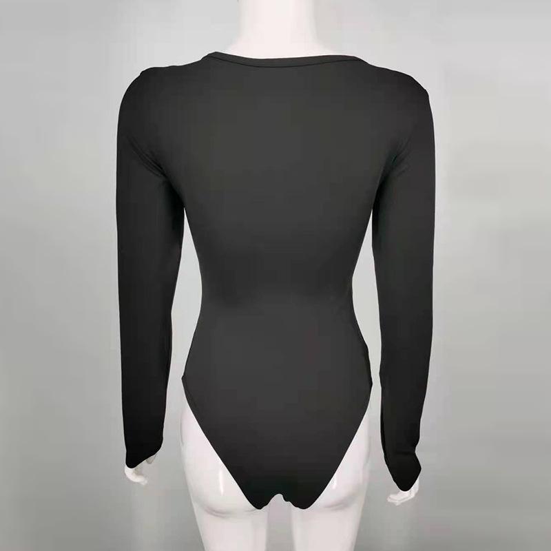 2024 European & American Fashion One-Shoulder Solid Color Sexy Bodysuit for Women