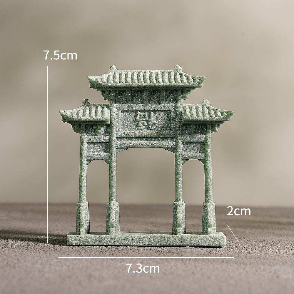 Pebble Bridge Small Boat Ornament: Miniature Water Bonsai Rockery Decoration for Floral Landscapes.