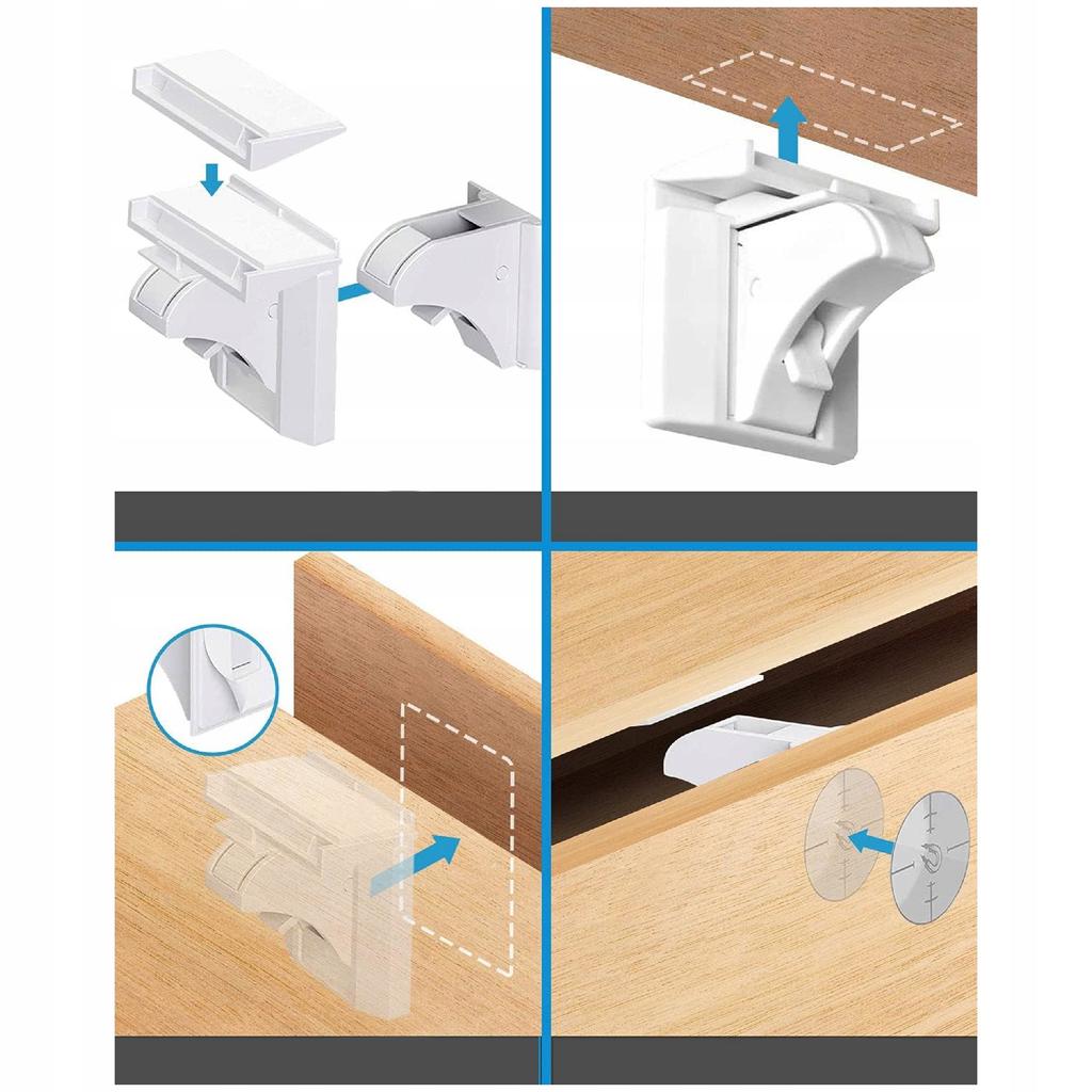 Magnetic Furniture and Drawer Locks for Children, Set of 4 + Key