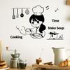 Cartoon Cute Cook Girl Kitchen Dining Room Home Background Beautification and Decoration Wall Stickers