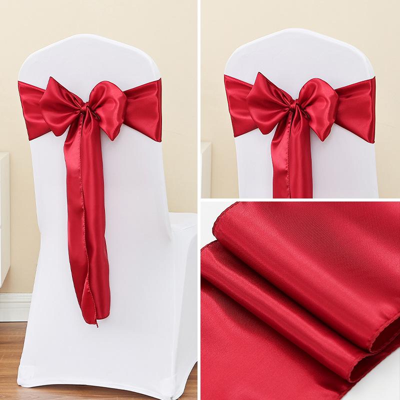 

Silk Ribbon Bow Tie Chair Back Decorations For Events Weddings Party Chair Covers With Butterfly Knot Accent