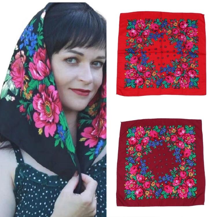 Women Flower Head Scarf Easy Care Wrinkle Resistant Polyester Wrap For Outdoor Activity Daily Fashion