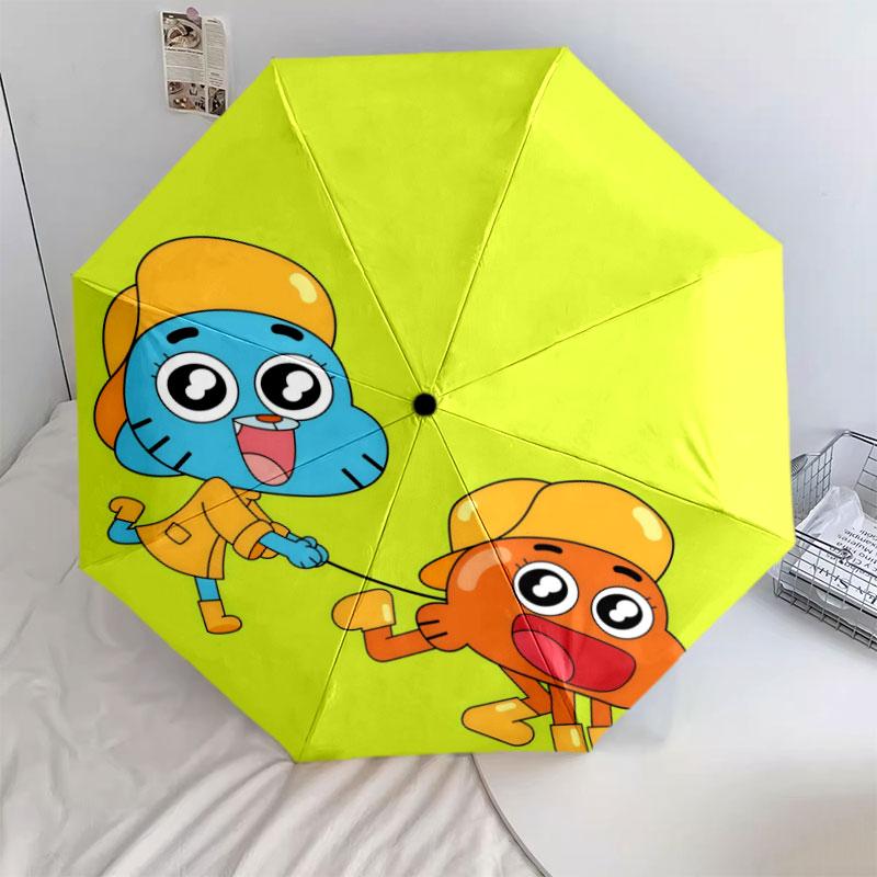 Darwin Gumball pattern, automatic folding umbrella, portable and foldable design, 8 ribs, a Christmas or birthday gift.