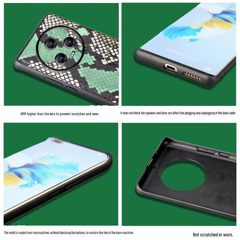 Honor Magic5/5Pro Premium Cowhide Python Pattern Leather Case
