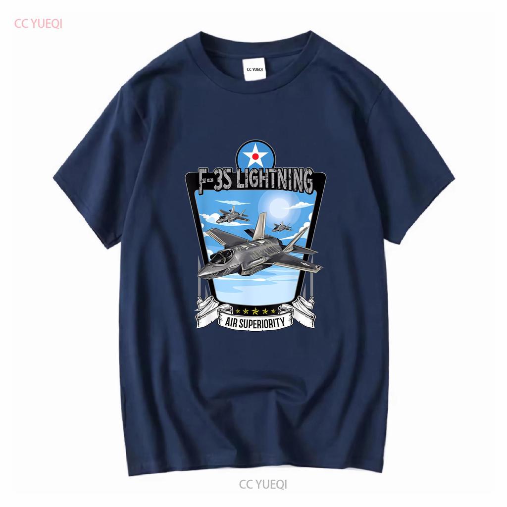 American Aircraft Stealth Fighter F35 lightning T Shirt long or short sleeves vintage Washed Versatile Casual streetwear Unisex