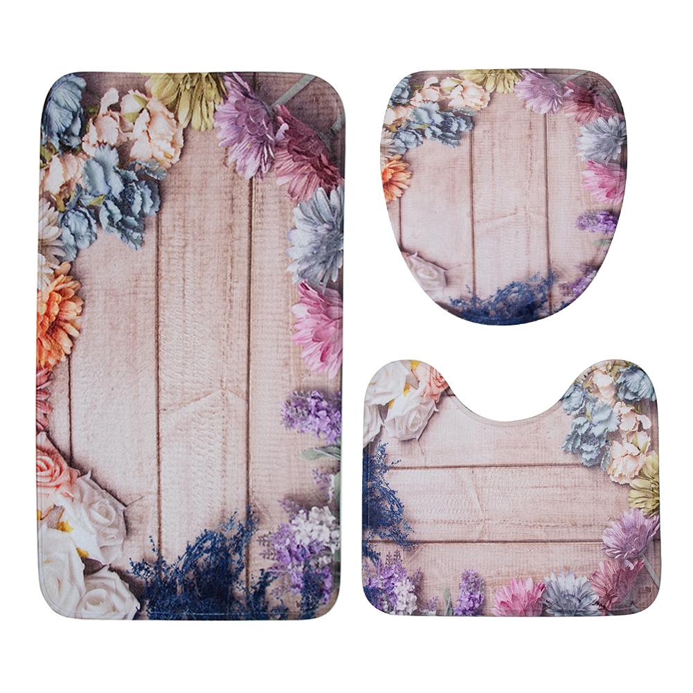 3pcs Water Absorption Mat Toilet Seat Cover Non-Slip Bath Pad Home Decor