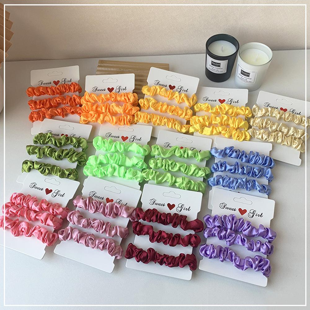 Fashion 3PCS/Set Satin Silky Scrunchies Hair Rope Luxury Solid Color Elastic Hair Bands Women Hair Accessories Headwear