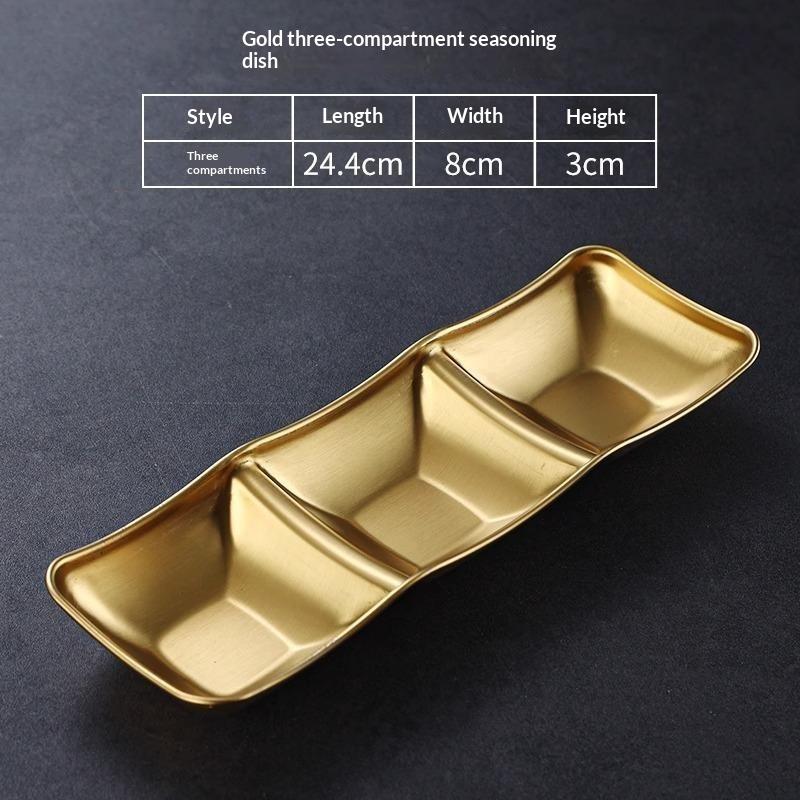 Muti-Grid 304 Stainless Steel Seasoning Plate Sauce Divide Dishes Hot Pot Bbq Soy Vinagar Dish For Kitchen Gadgets