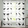 Dinosaur Silhouettes Black White Chiffon Sheer Curtains for Living Room Bedroom Home Decor Window Voile Tulle Curtain Drapes