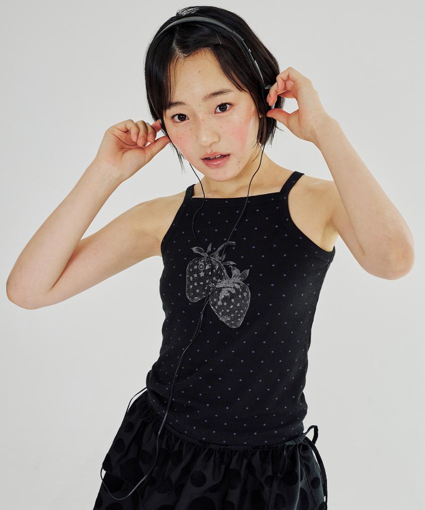 Isjabaibeu Dot Star Strawberry Sleeveless