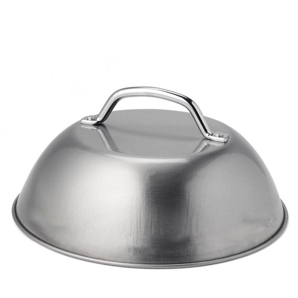 With Handle Stainless Steel Steak Cover Lid Round Meal Food Cover Cheese Melting Dome  Home