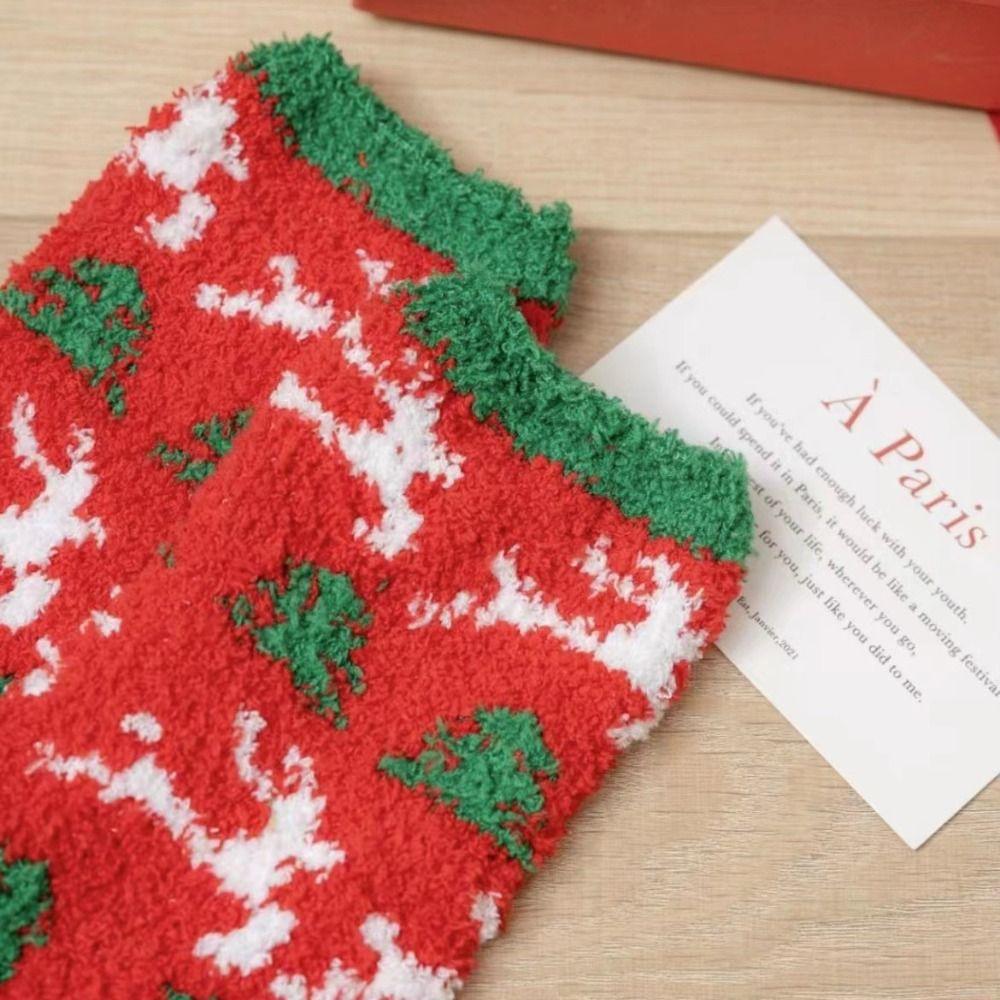 Warm Christmas Velvet Socks Winter Carpet Socks Xmas Gifts Fluffy Floor Socks  Women