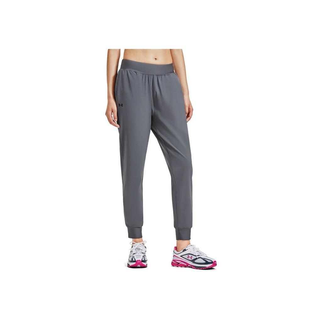 Under Armour Armoursport Solid Color Casual Woven High Waist Knitted Sports Pants Women Pants Rhino-Gray 1383315-025