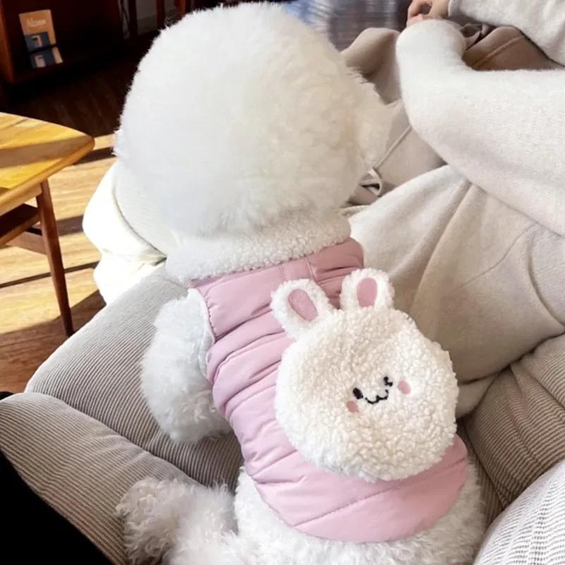 

Милое пивное мультяшное хлопковое пальто для домашних животных, зимняя плюшевая куртка-пуховик, теплая одежда для собак, чем куртка с медведем и сумкой, может буксировать одежду для щенков XS