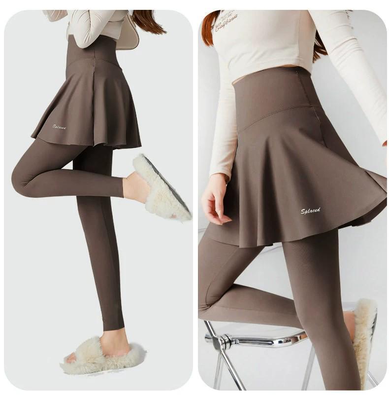Spring & Autumn Women's Two-Piece-Style Yoga Skirt Pants - Sports Fitness Shark Pants with Integrated Hip Covering Base Layer