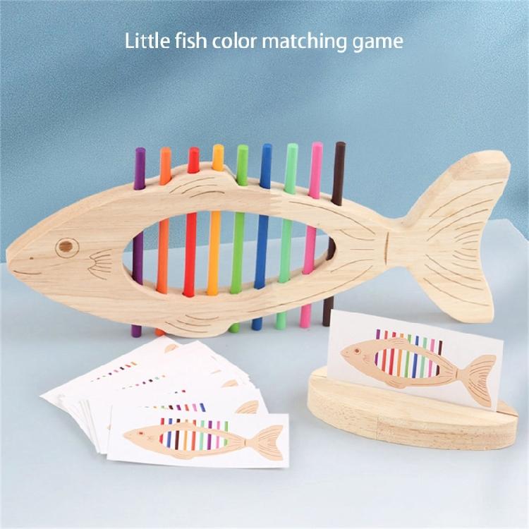 Fine Motor Training Wooden Fishbone Toy With Method Color Recognition Activity For Preschool Learning And Play