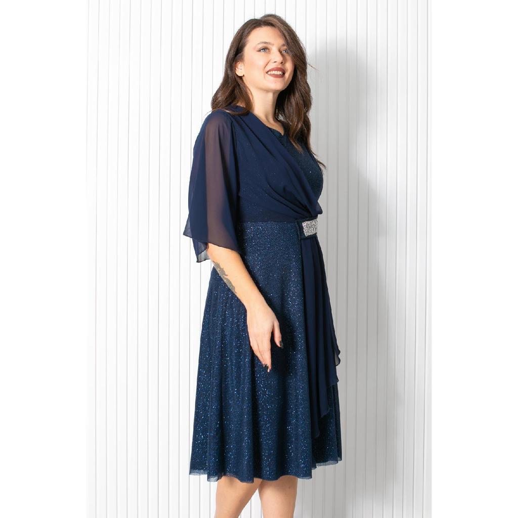 Pailletten-Abendkleid Marineblau Fhm900