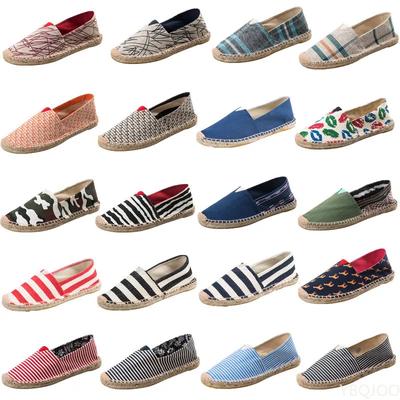 Pánské espadrilky, pánské patchworkové nazouvací letní boty, pánské mokasíny, prodyšné plátěné pánské boty, jutové zabalené dámské boty, unisex boty