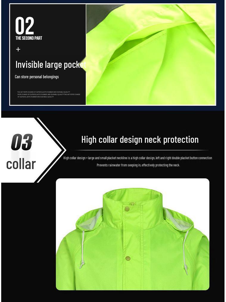 Reflective Split Raincoat Suit for Traffic and Sanitation Workers