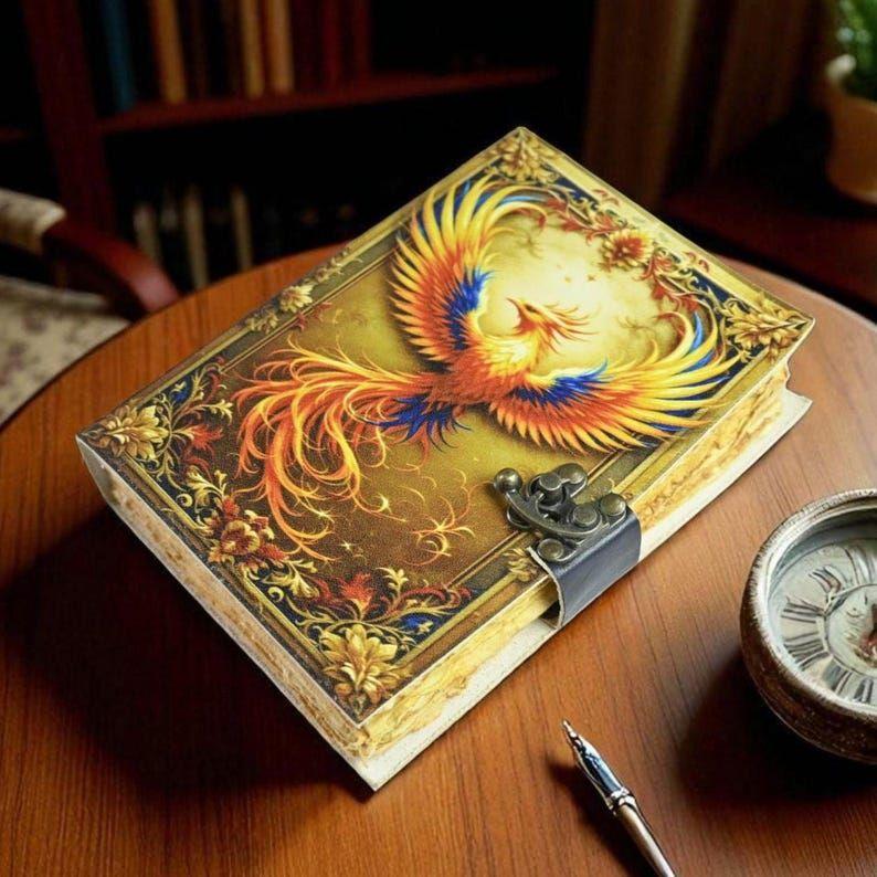 Custom Phoenix Leather Journal | Fire Witch Diary |  Spell Book | Rebirth Gift for Her & Him | Handmade Grimoire