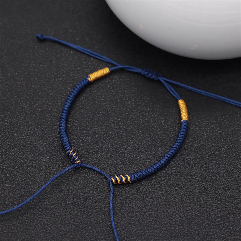 

Браслет ручної роботи із золотою ниткою з діамантовим вузлом - напівфабрикат унісекс із намистинами миру