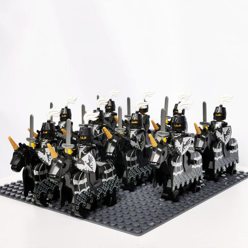 Middeleeuws Militair Kasteel Soldaat Rode Draken Ridders Koning Leo's Kasteel Paarden Figuren Bouwstenen Blokken Speelgoed voor Kinderen 10 stuks/Partij